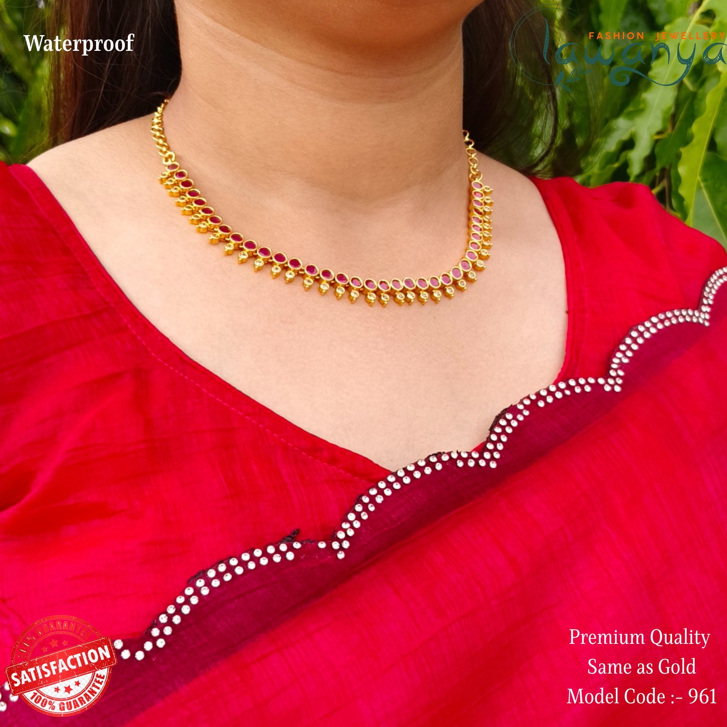 Timeless Charm in Ruby and White β Jeevi Signature Style