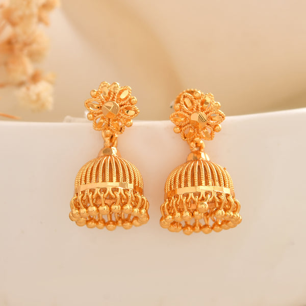 Elegant Gold Plated Jhumka Earrings | Wedding & Festive Wear for Women SKU 1518