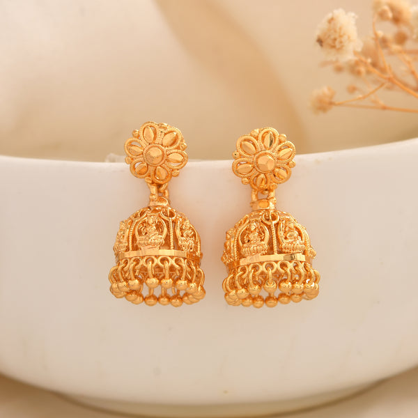 Stylish Gold Plated Jhumka Earrings | Ethnic Party Wear Jewellery SKU 1523