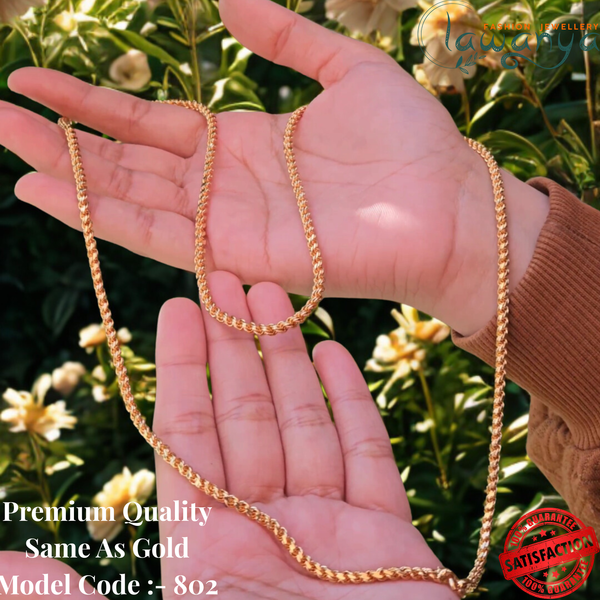 Elegant 30 Inches One Gram Gold Plated Muruku Thali Saradu Chain 802