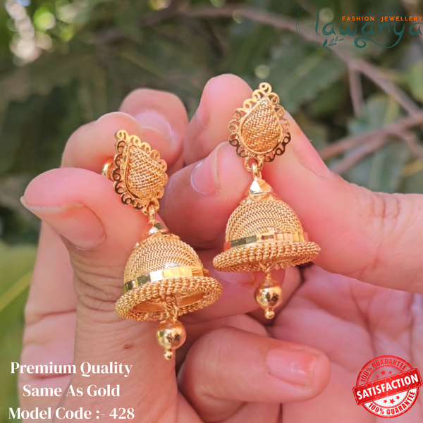 Premium Gold Plated Traditional Jhumkas – Anti-Tarnish Quality 428