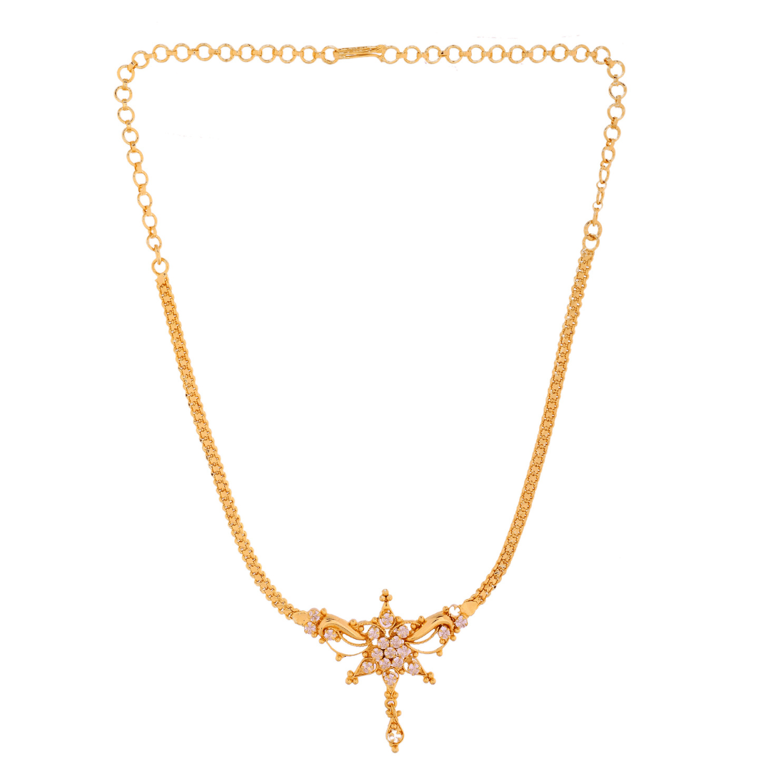 Elegant Gold Replica Necklace Studded with White AD Stones 942