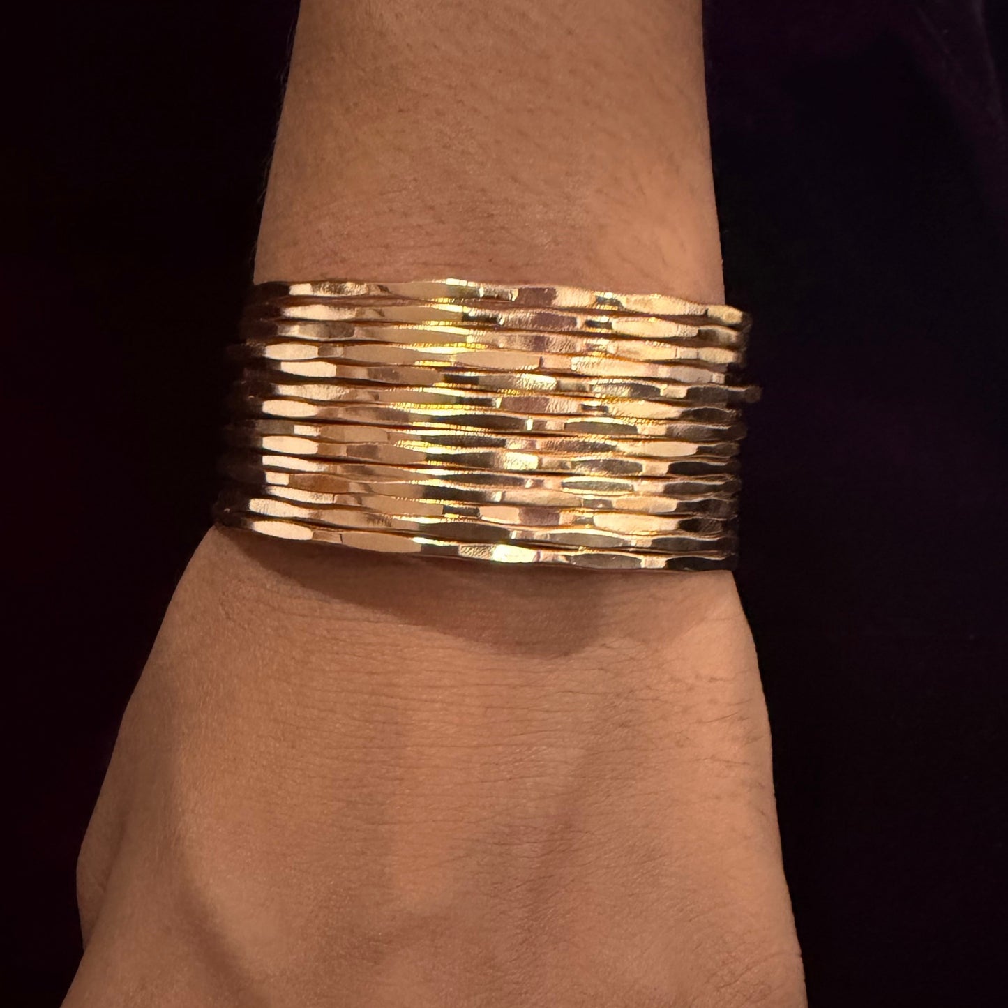 đĽ Royal Hammered Gold Cuff Bracelet â Premium Statement Kada for Women ⨠sku 1116
