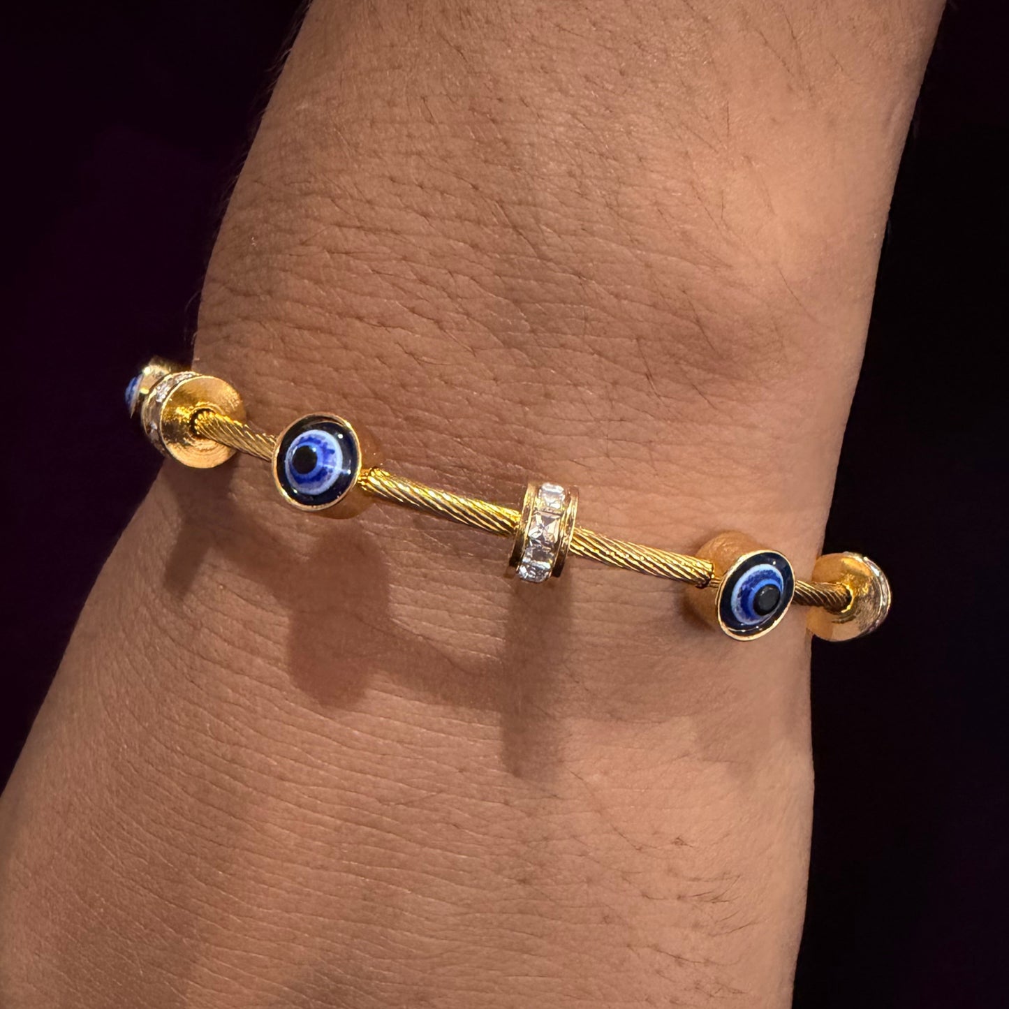 đ§ż Evil Eye Charm Gold Bracelet â Premium Protection & Style Kada ⨠sku 1114