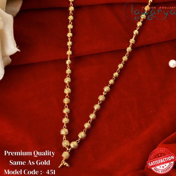 Radiance Gold-Plated Beaded Chain | Lightweight & Tarnish-Resistant 451