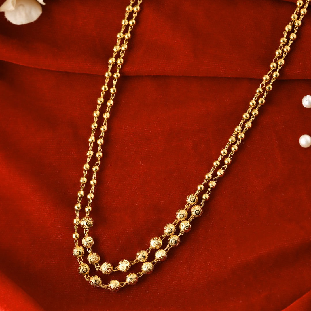 Beautiful Double Layered Gold Ball and Textured Bead Chain 461