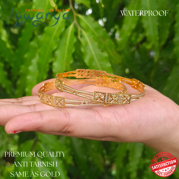 Trendy Gold Look Bangles β No Fading, No Tarnish!