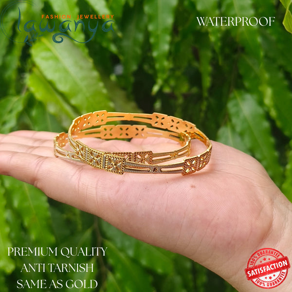 Trendy Gold Look Bangles β No Fading, No Tarnish!