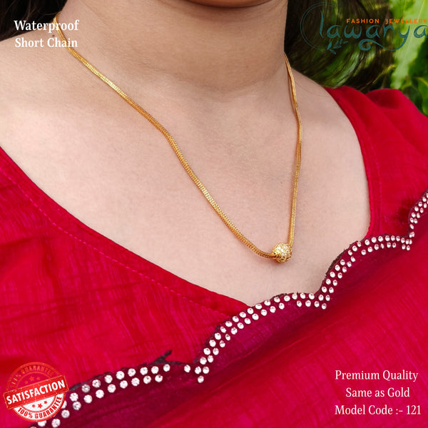 Premium Gold-Plated Necklace – 18” with Elegant Stone Ball Accent 121