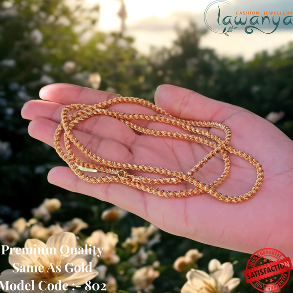 Elegant 30 Inches One Gram Gold Plated Muruku Thali Saradu Chain 802