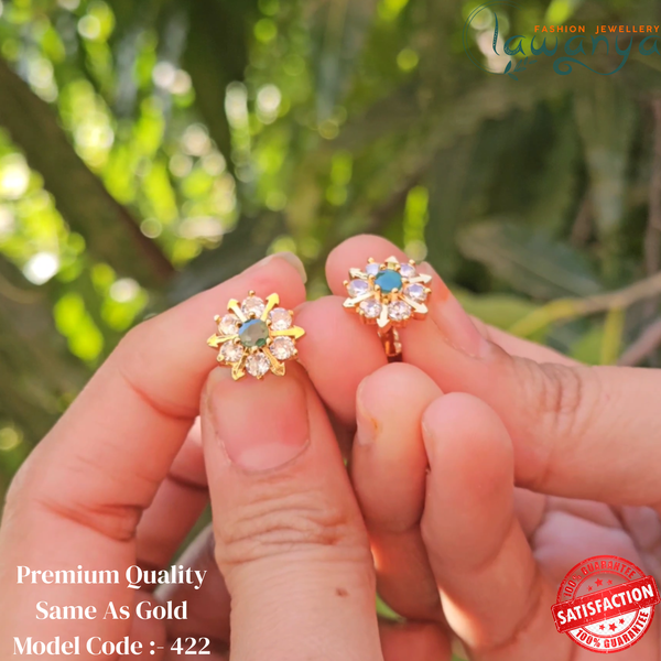 Luxury Finish Gold Plated Stud Earrings for Everyday Wear 422