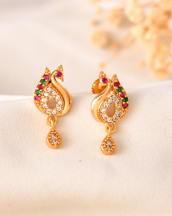 Peacock stud with Ruby & white stones 405