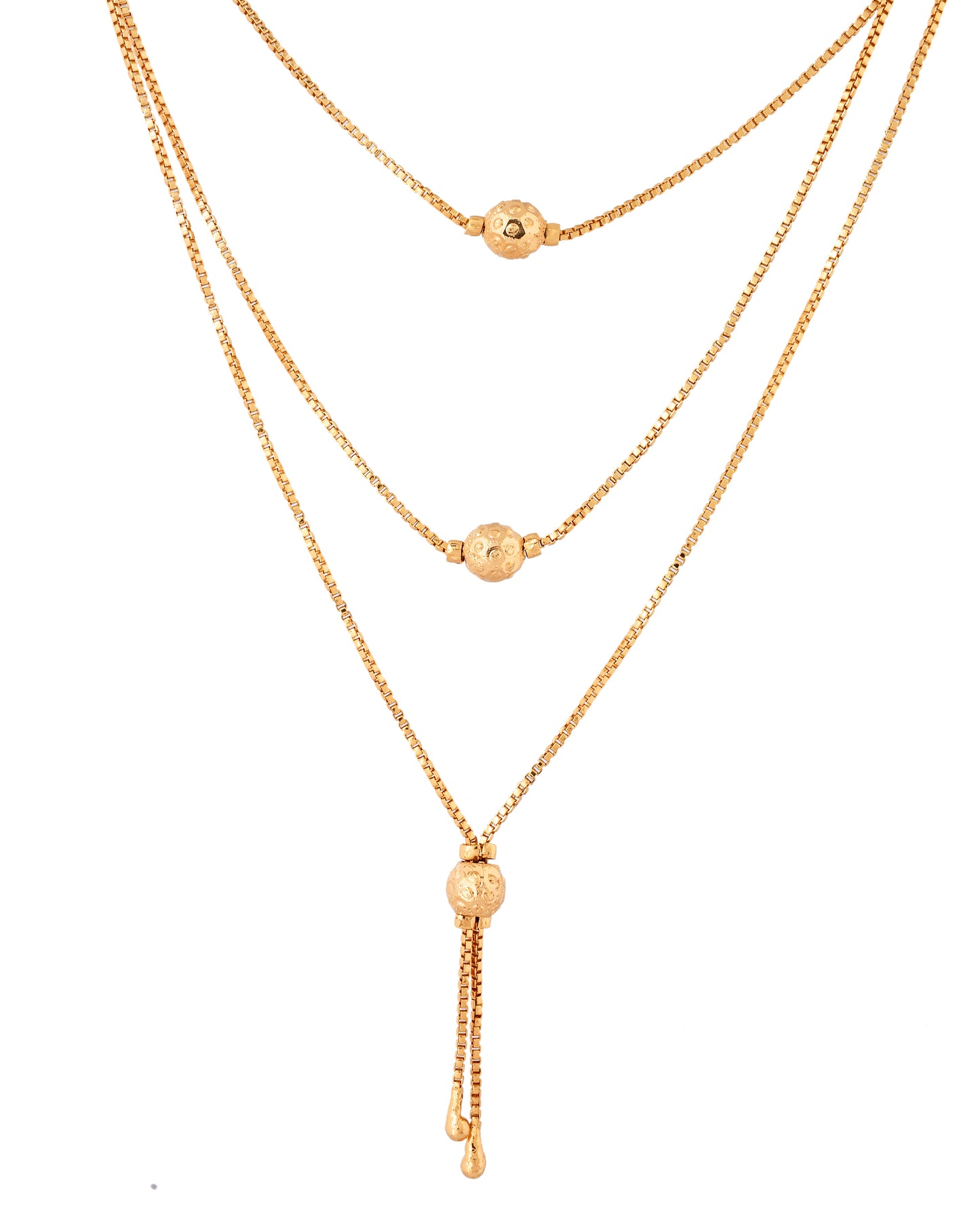 Stylish Triple Layer Box Chain with Tassel Drop