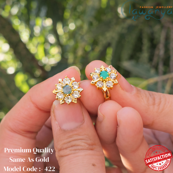 Luxury Finish Gold Plated Stud Earrings for Everyday Wear 422