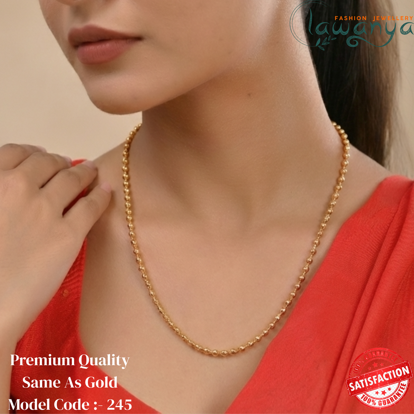 Elegant Gold Plated Beaded Ball Chain for Everyday Wear 245