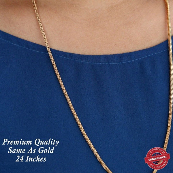 Royal 24-Inch High-Polished Gold-Plated Chain β Lightweight Elegance for Everyday Glam 851