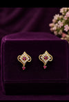 Petite Ruby Halo Geometrical Studs