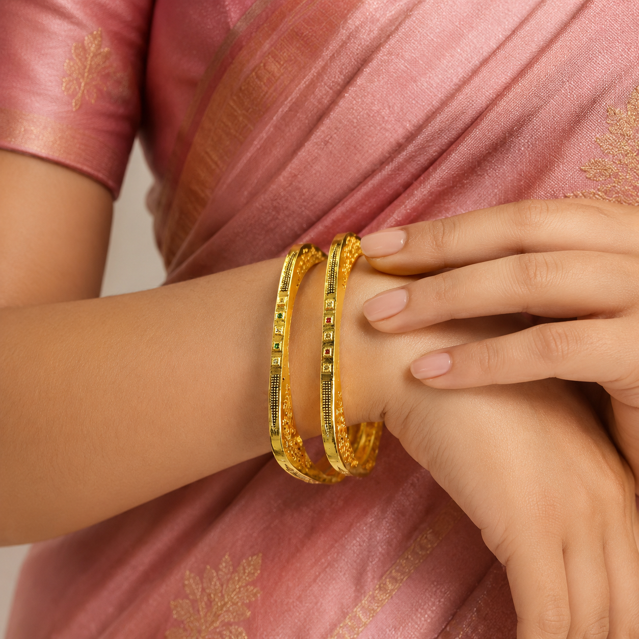 Golden Textured Designer Kada Bangle SKU 611