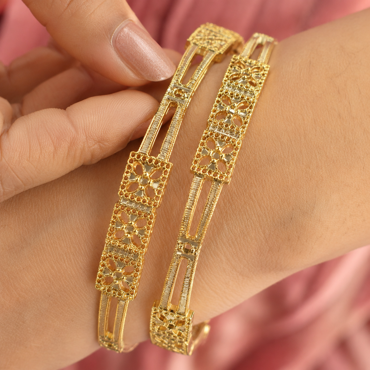 Antique Finish Ethnic Bangles Pair sku 1003