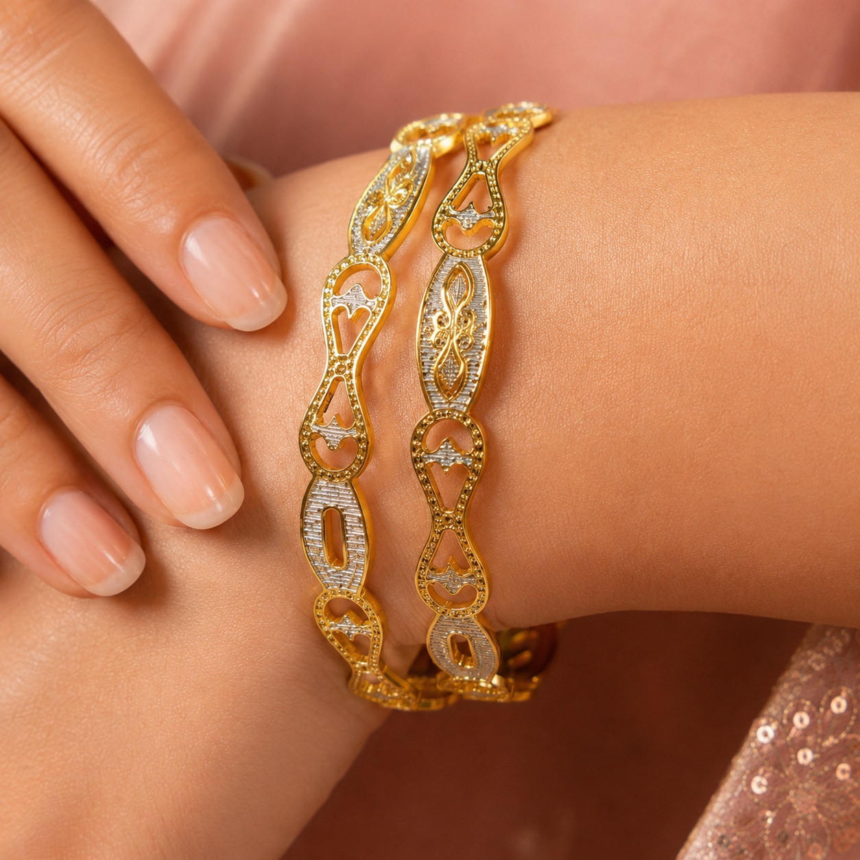 Elegant Gold Polish Bridal Bangles sku 1007