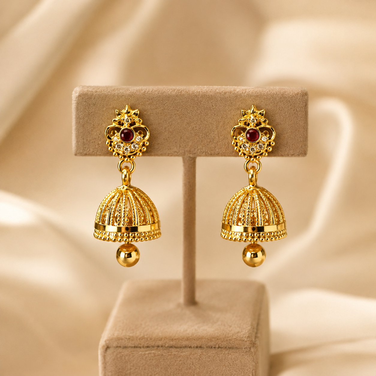 Elegant South Indian Style Anti-Tarnish Jhumkas sku 1536