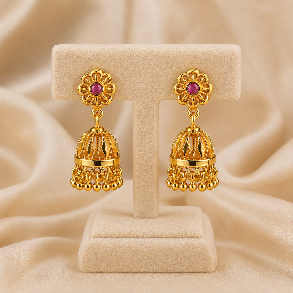 Gold Plated Traditional Jhumka Earrings for Women sku 1533