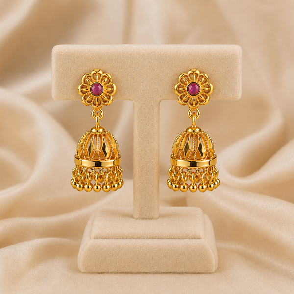 Gold Plated Traditional Jhumka Earrings for Women sku 1533
