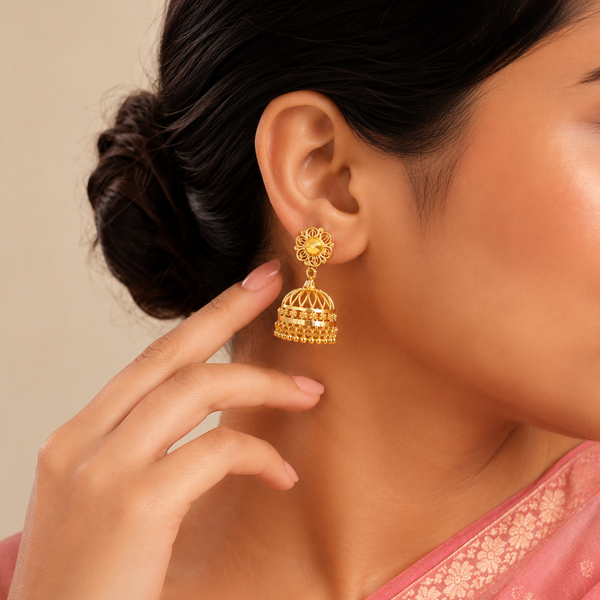 Premium Anti Tarnish Gold Plated Jhumka Earrings for Women sku 1527