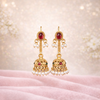 Antique Gold Plated Pearl Jhumka Earrings – Red Stone Designer Jhumki 1449