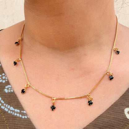 Midnight Heart Charm Necklace – Premium Black Crystal Gold-Plated Chain sku 137