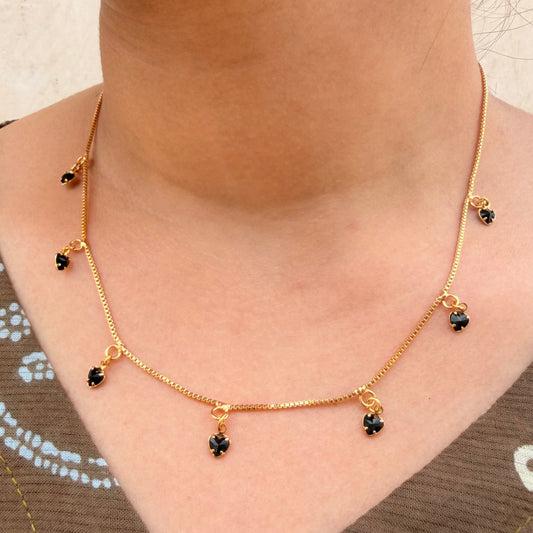 Midnight Heart Charm Necklace – Premium Black Crystal Gold-Plated Chain sku 137