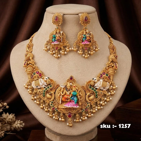 Shiva Parvati Temple Jewellery Set | SKU 1257