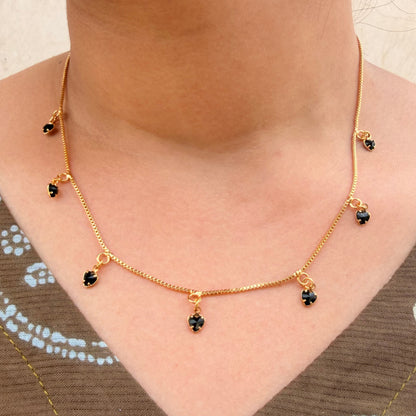 Midnight Heart Charm Necklace – Premium Black Crystal Gold-Plated Chain sku 137