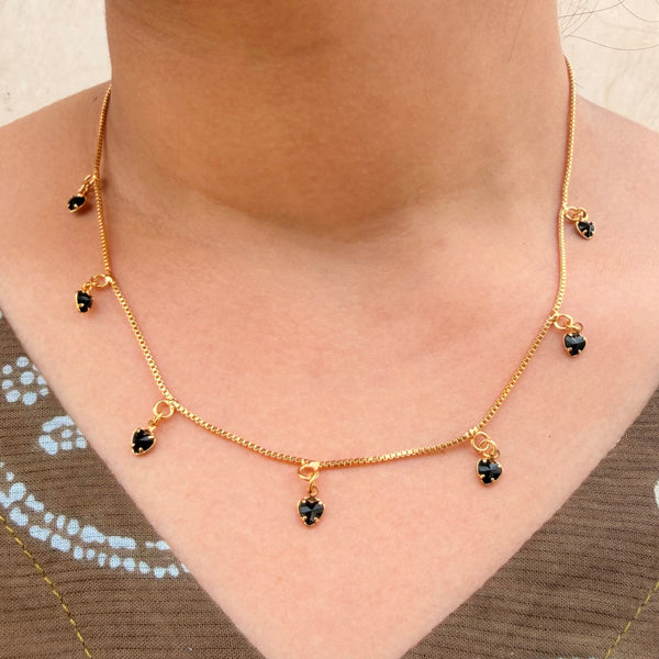 Midnight Heart Charm Necklace – Premium Black Crystal Gold-Plated Chain sku 137
