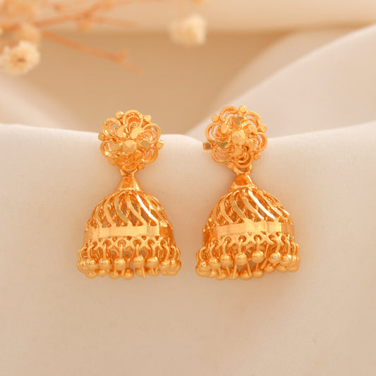 Luxury Gold Plated Temple Jhumka Earrings SKU 1511