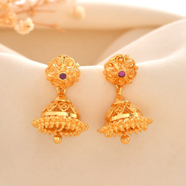 Premium Gold Plated Jhumka Earrings for Women SKU 1512
