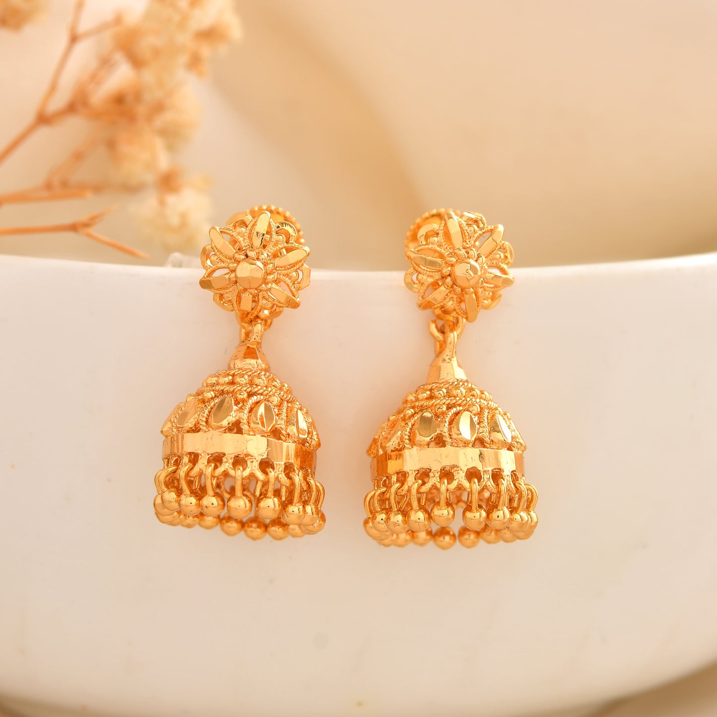 Royal Gold Plated Jhumka Earrings for Women | Bridal & Festive Collection SKU 1517