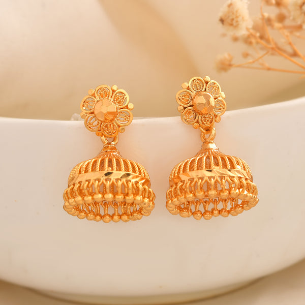 Beautiful Gold Plated Jhumka Earrings | Perfect for Wedding & Festivals SKU 1522