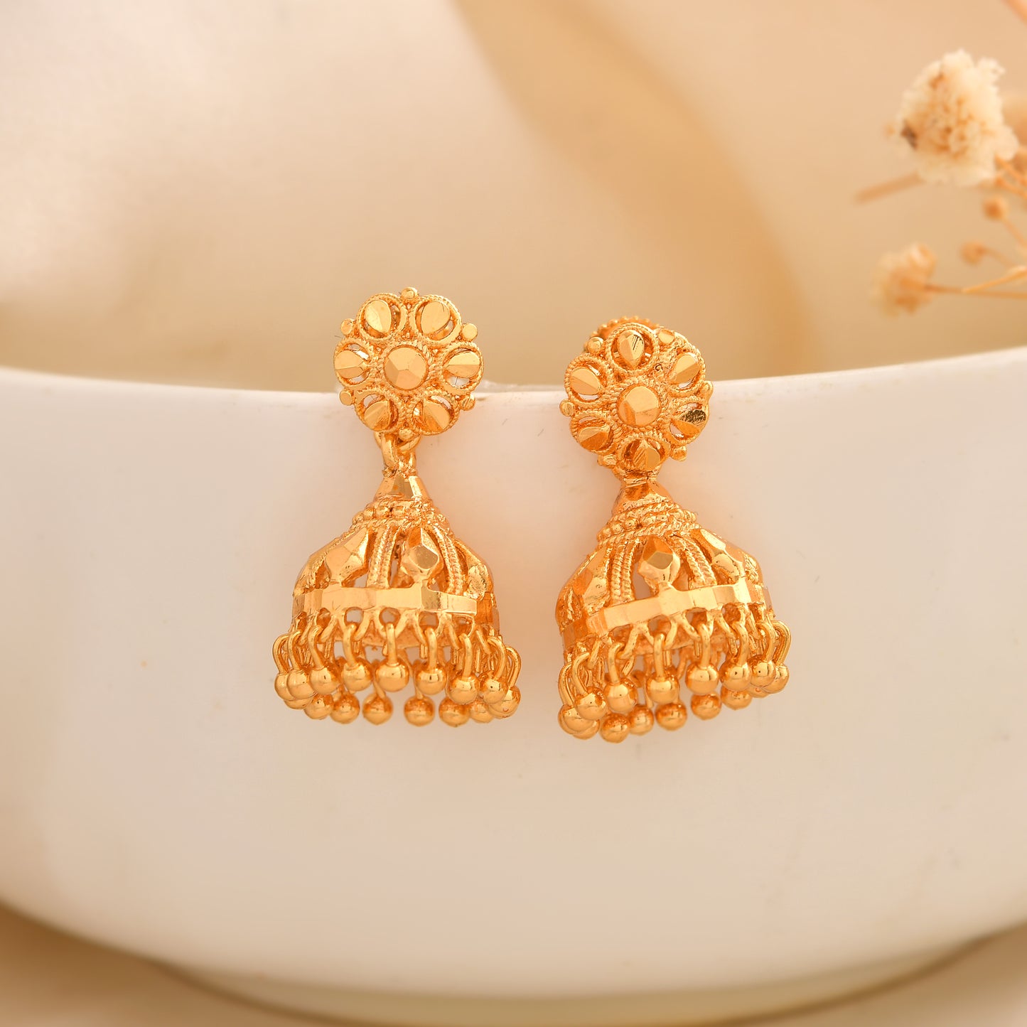 Royal Gold Plated Jhumka Earrings for Women | Bridal & Festive Collection SKU 1524