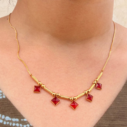 Bestseller Ruby Stone Necklace – Designer Gold-Plated Chain sku 138