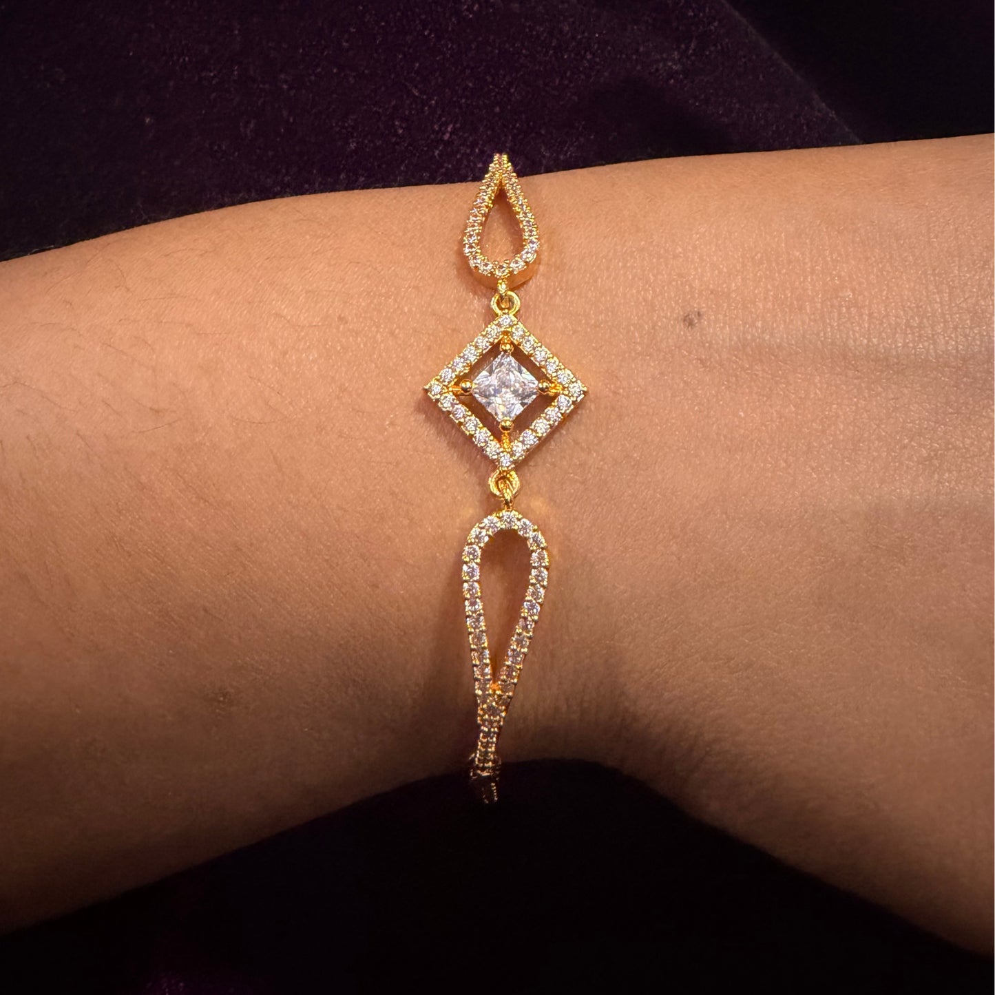 Princess Diamond Glow Bracelet – Elegant Crystal Studded Luxury Bracelet sku 1120
