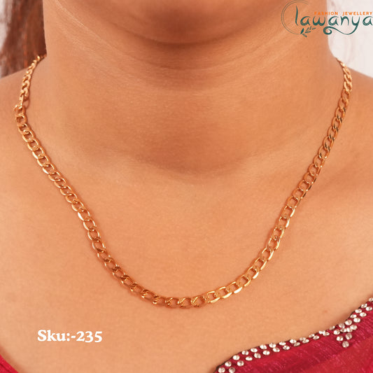 Elegant Minimalist Flat Curb Link Gold Chain