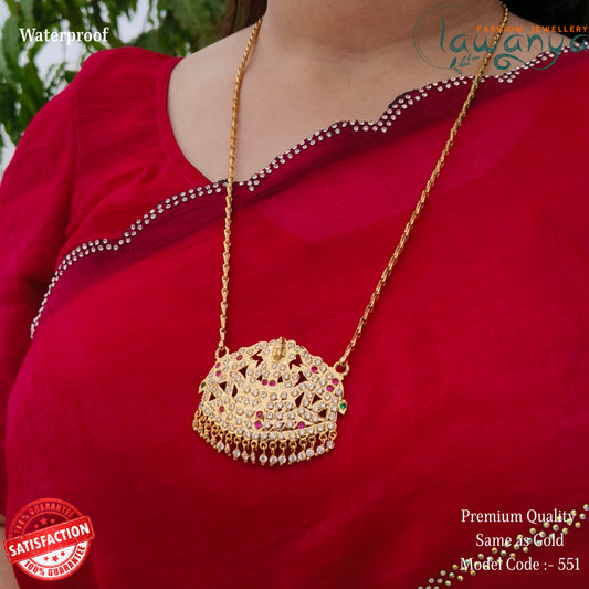 24-Inch Impon Lakshmi Dollar Chain – Traditional Gold Look