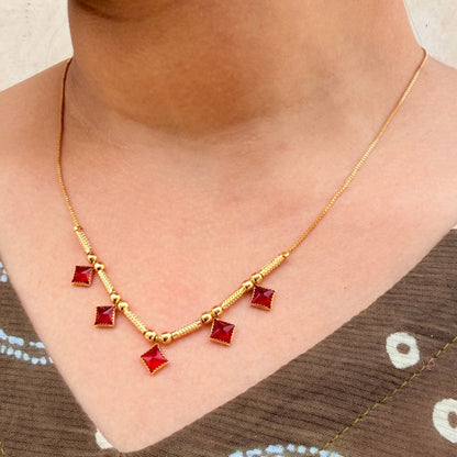 Bestseller Ruby Stone Necklace – Designer Gold-Plated Chain sku 138