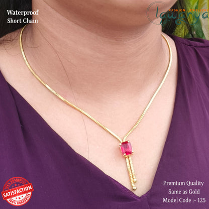 18-Inch Lightweight Ruby Stone Chain – One Gram Gold Style