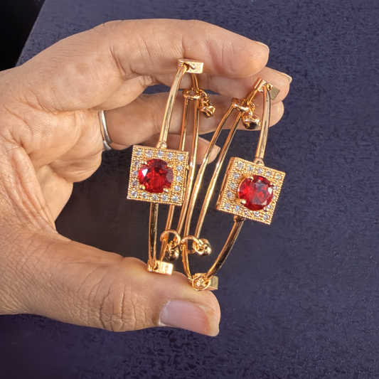 Royal Ruby Gold-Plated Adjustable Bracelet Kada (Pair) sku 1102