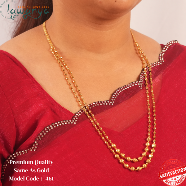 Beautiful Double Layered Gold Ball and Textured Bead Chain 461