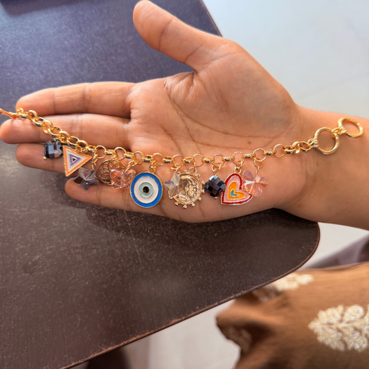 Anti-Tarnish Celestial Evil Eye Gold-Plated Charm Bracelet for Women sku 1103