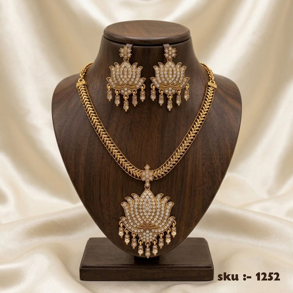 Elegant Lotus Necklace Set with Matching Earrings SKU 1252