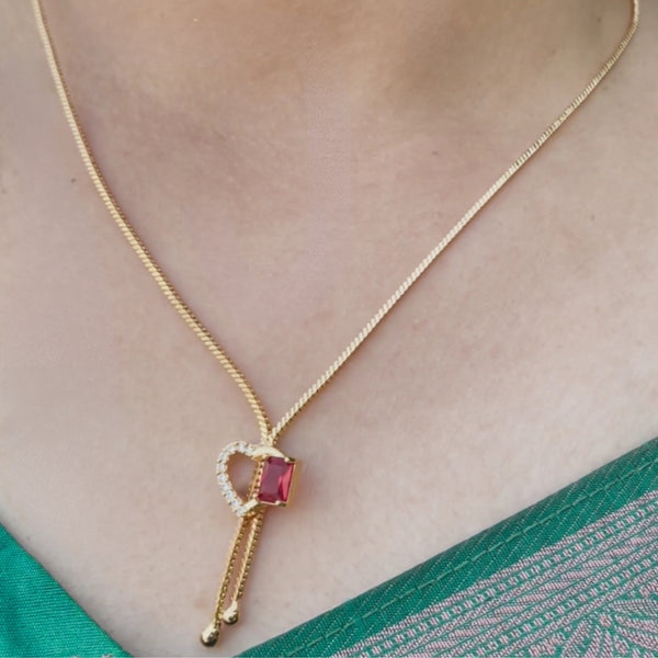 18 Inches One Gram Short chain with Ruby Stone